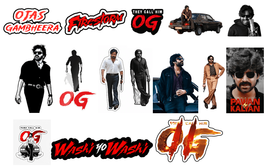 Pavan Kalyan OG Movie Stickers Pack – Waterproof Vinyl, Durable Self-Adhesive