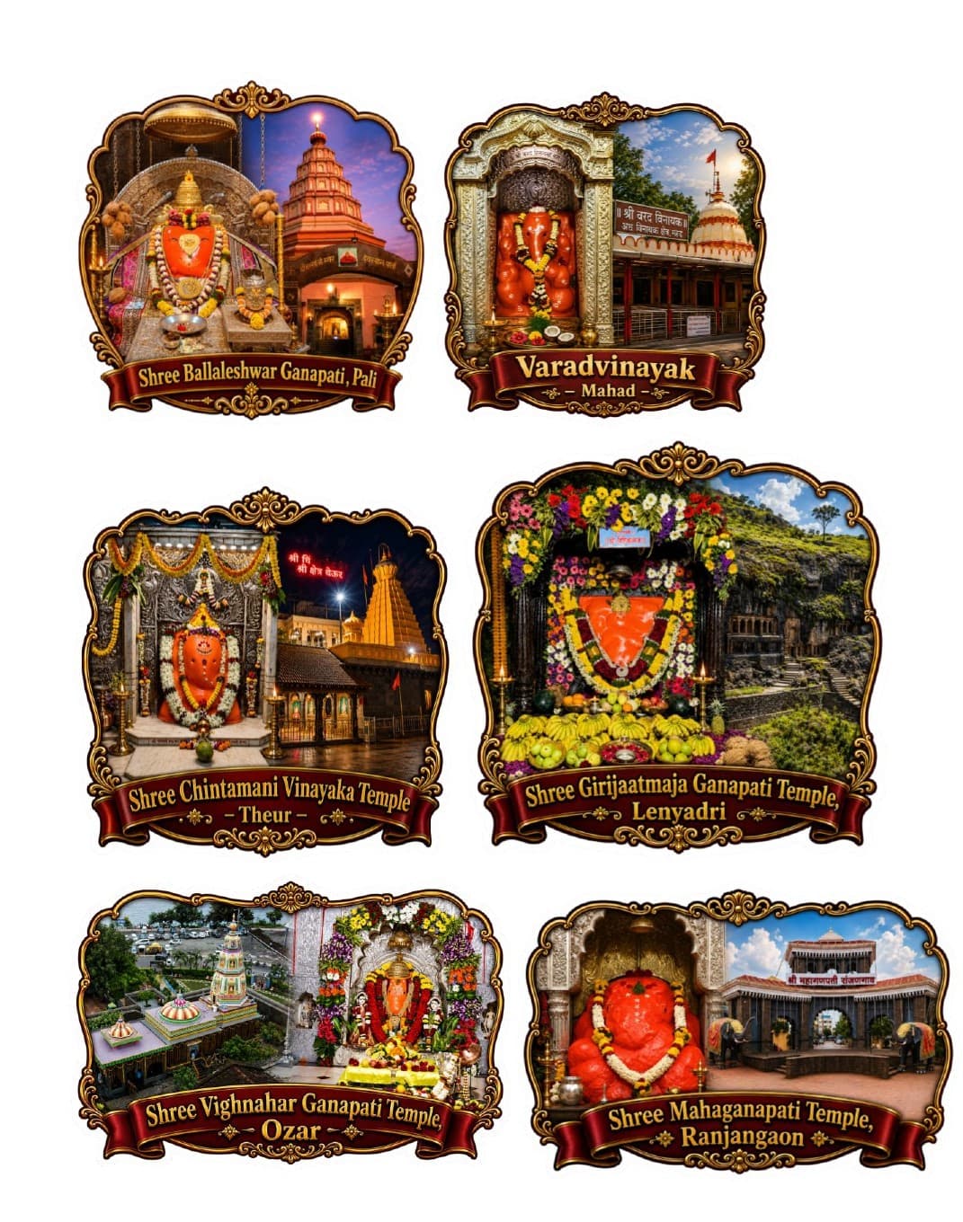 Ganesh Stickers Set of 12, Ganpati Hindu God Temple Vinyl Stickers for Car Bike Laptop 3