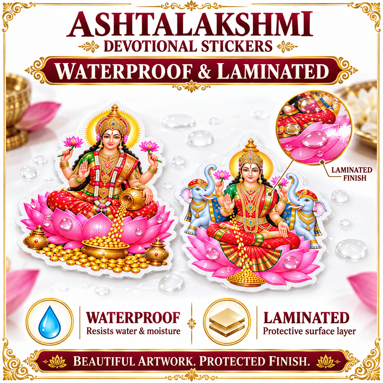 Ashta Lakshmi Stickers Set of 8 – Goddess Lakshmi Devotional Stickers 2