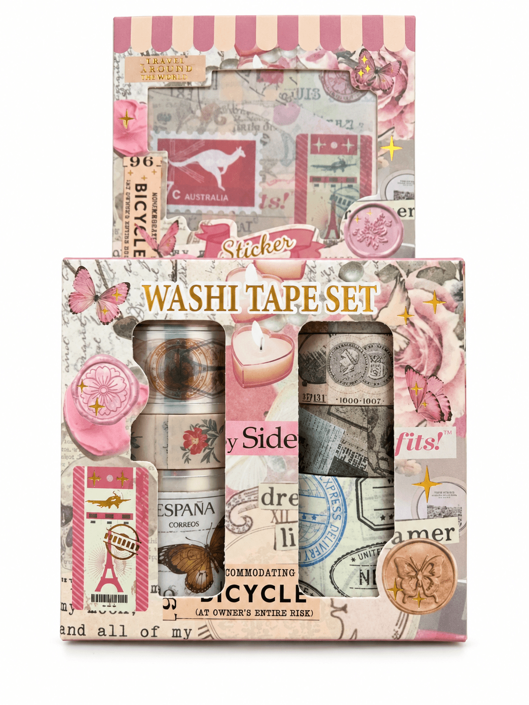 Vintage Washi Tape & Sticker Set – 10 Rolls + 4 Sticker Sheets 2