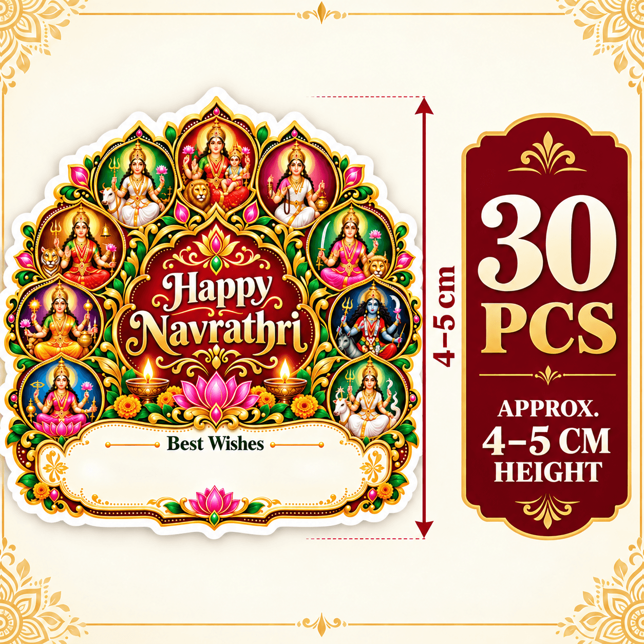 Navrathri Hamper Stickers 30 PCS – Happy Navrathri Best Wishes Labels 2
