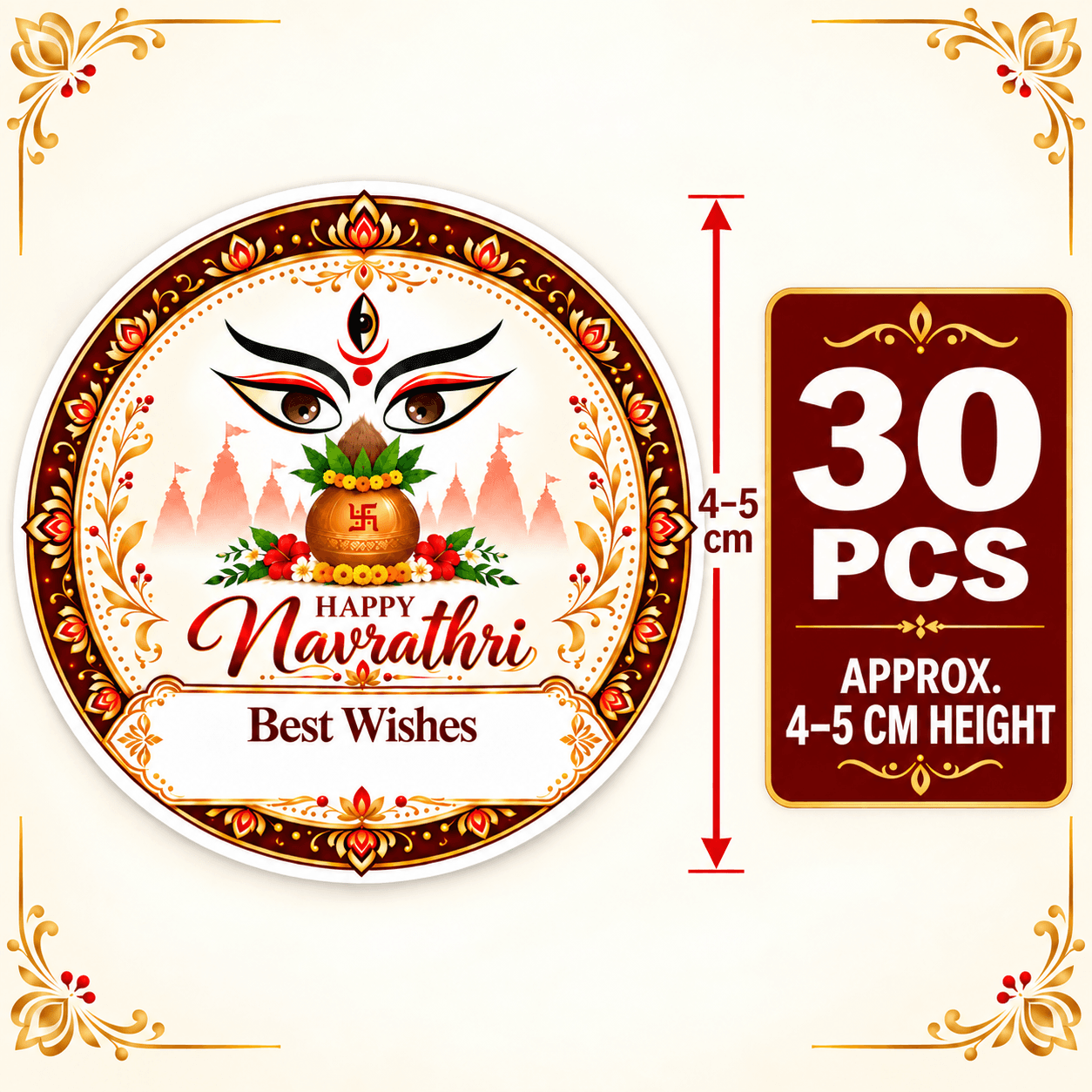 Navrathri Hamper Stickers 30 PCS – Happy Navrathri Best Wishes Labels 3
