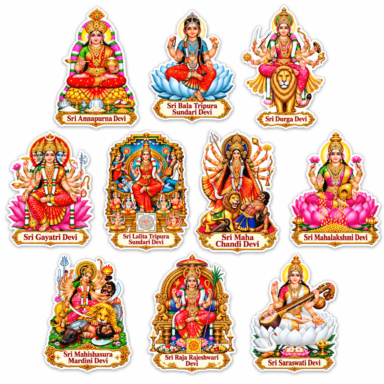 Ammavari Dasara Navarathri Festival Stickers Set of 10